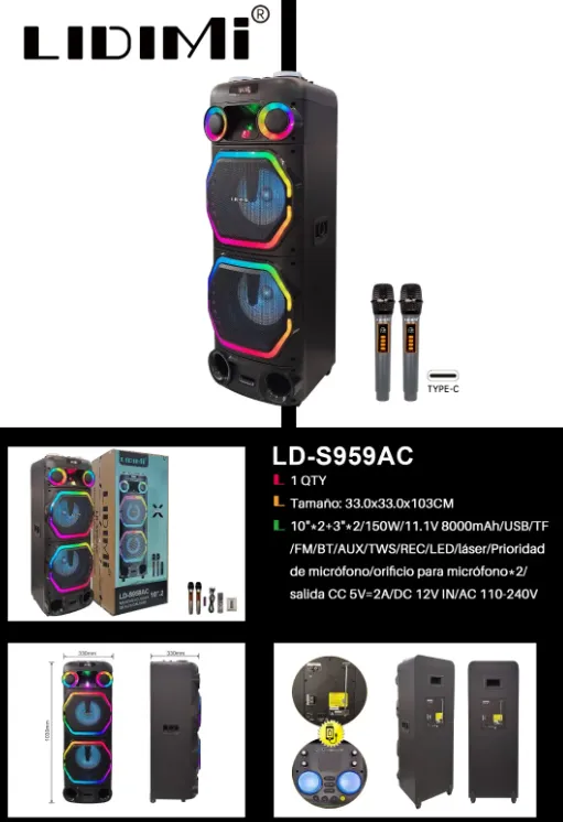 PARLANTE TORRE DE 150W LD-S959AC