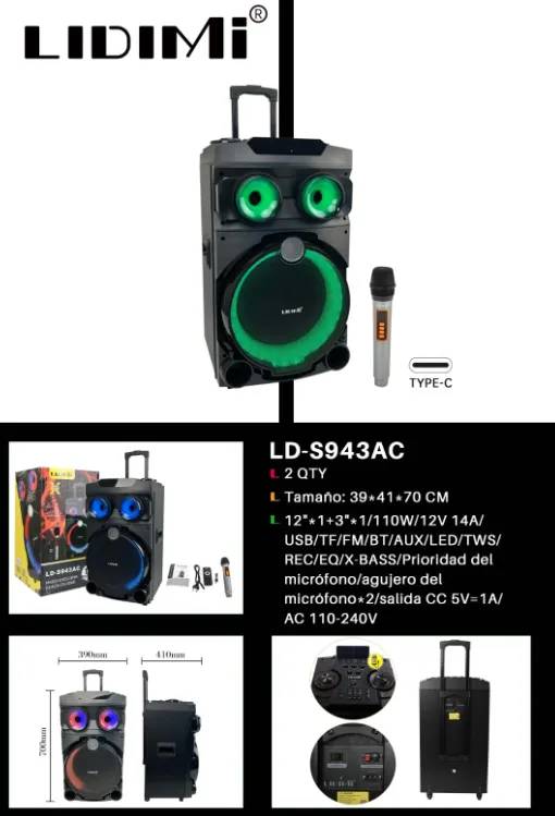 PARLANTE LIDIMI TORRE DE 110W LD-S943AC