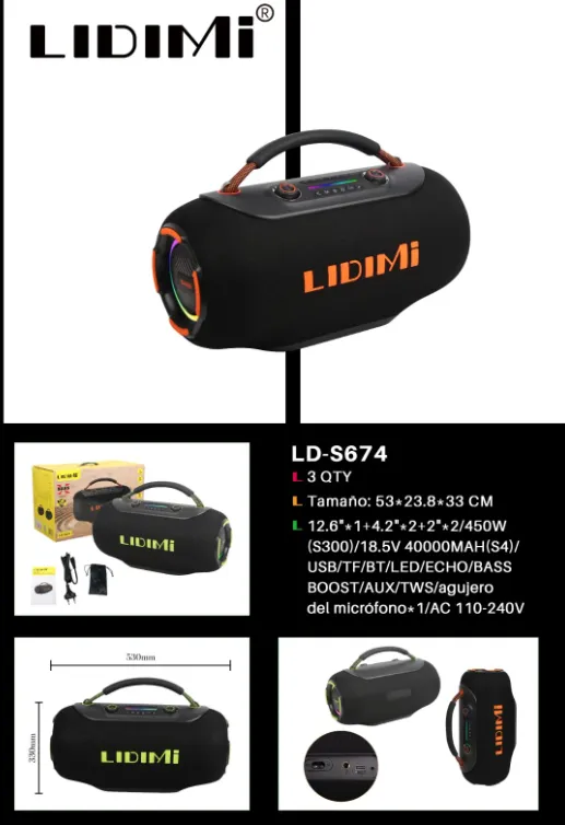 PARLANTE MALETA LIDIMI DE 450W REALES LD-S674