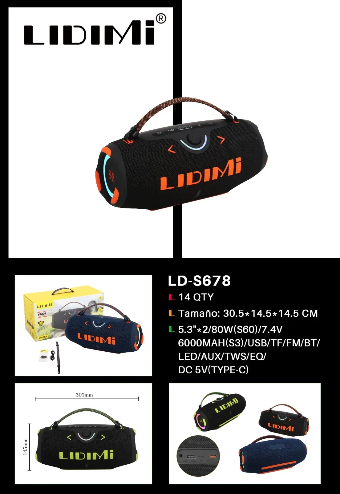 PARLANTE MALETA POTENCIADO LIDIMI LD-S853 A