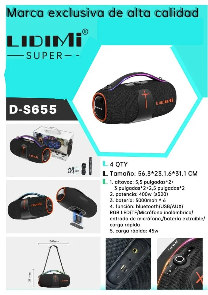 PARLANTE LIDIMI SUPER PREMIUN LIDIMI D-S655 400W
