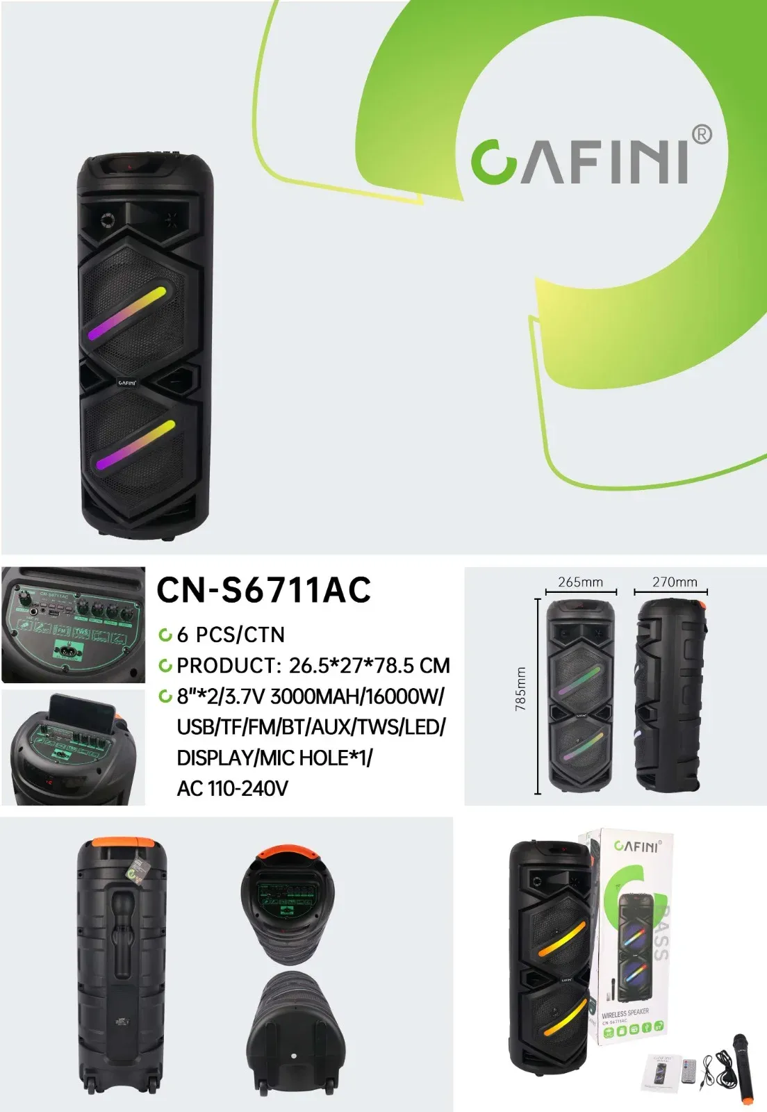 PARLANTE TORRE DE 8X2° CN-S6711AC