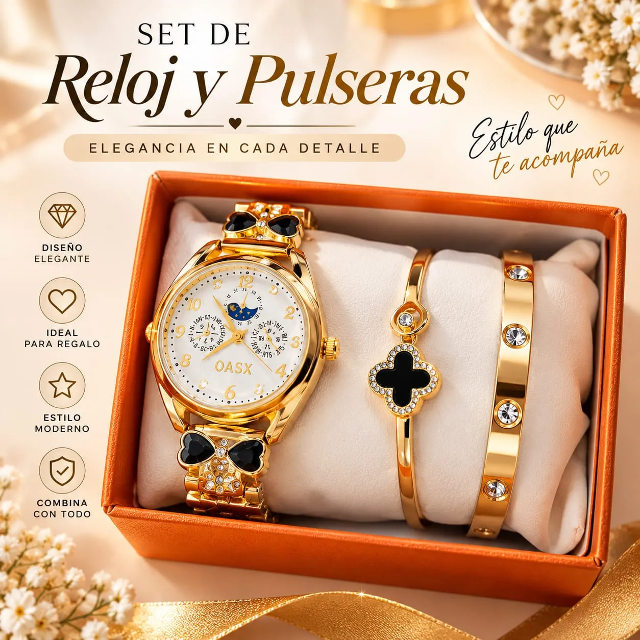 RELOJ + ACCESORIOS CAJA C/MOÑO S06256