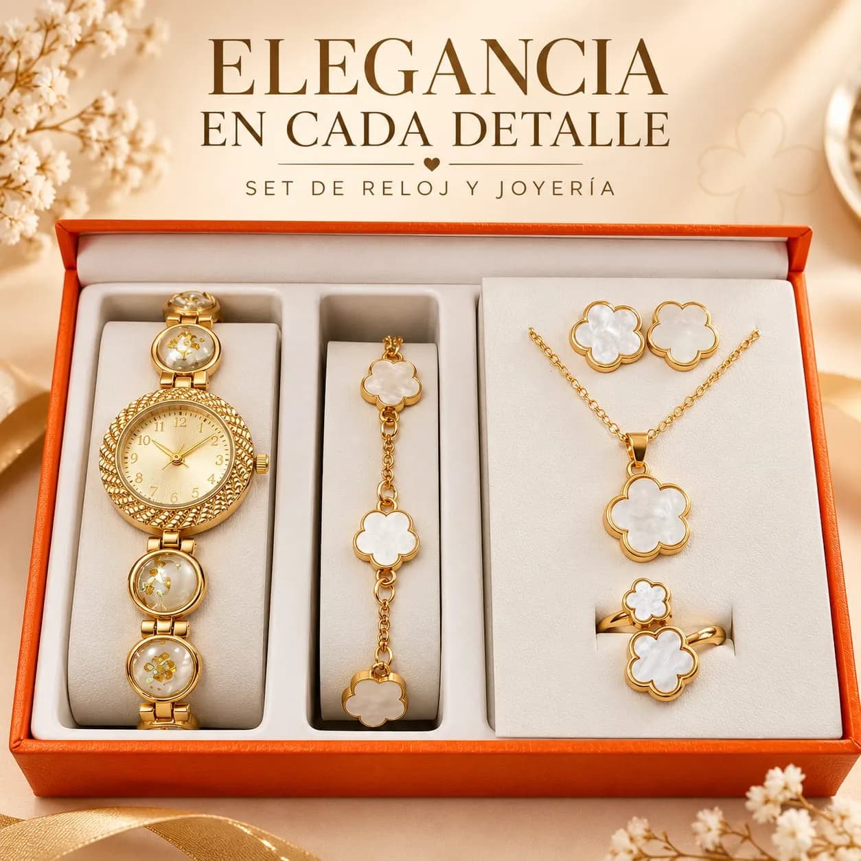 RELOJ + ACCESORIOS FLOR S06255