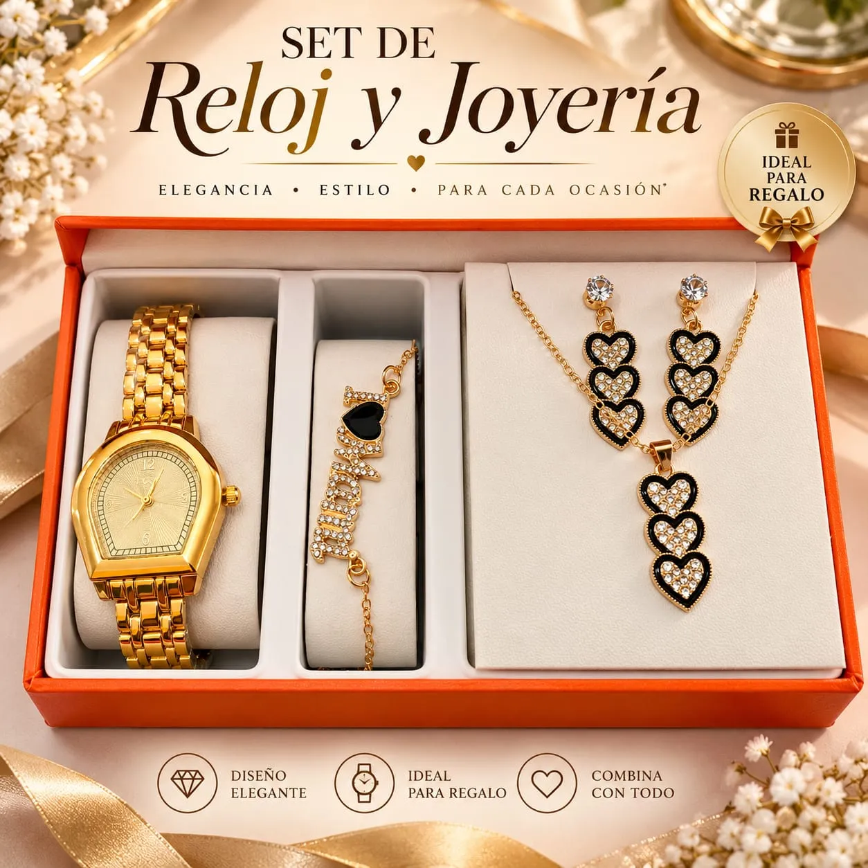 RELOJ + ACCESORIOS CORAZON S06220