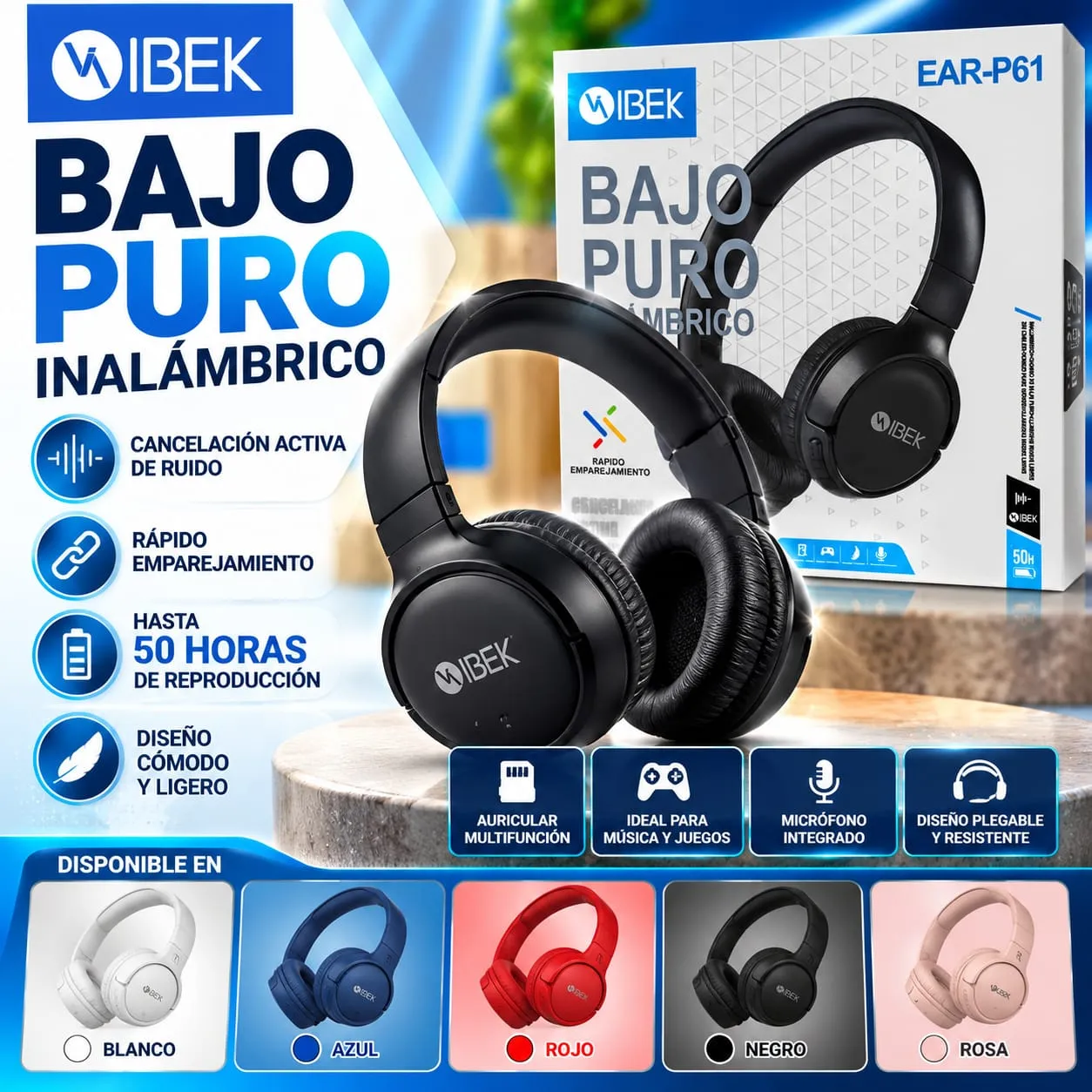 AURICULAR INALAMBRICO VINCHA EAR-P61