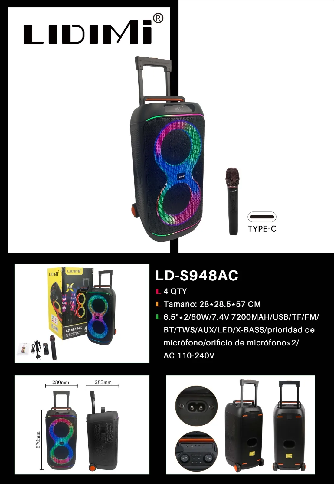 PARLANTE TORRE LIDIMI 120W LD-S948AC