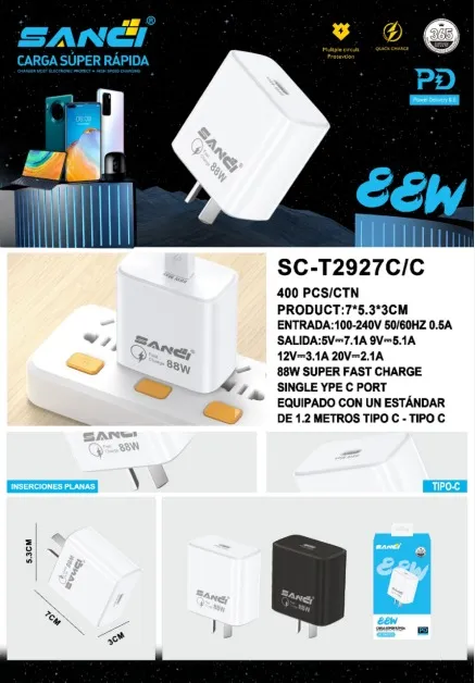CABEZAL CARGADOR SANCI 88W SC-T2927C/C