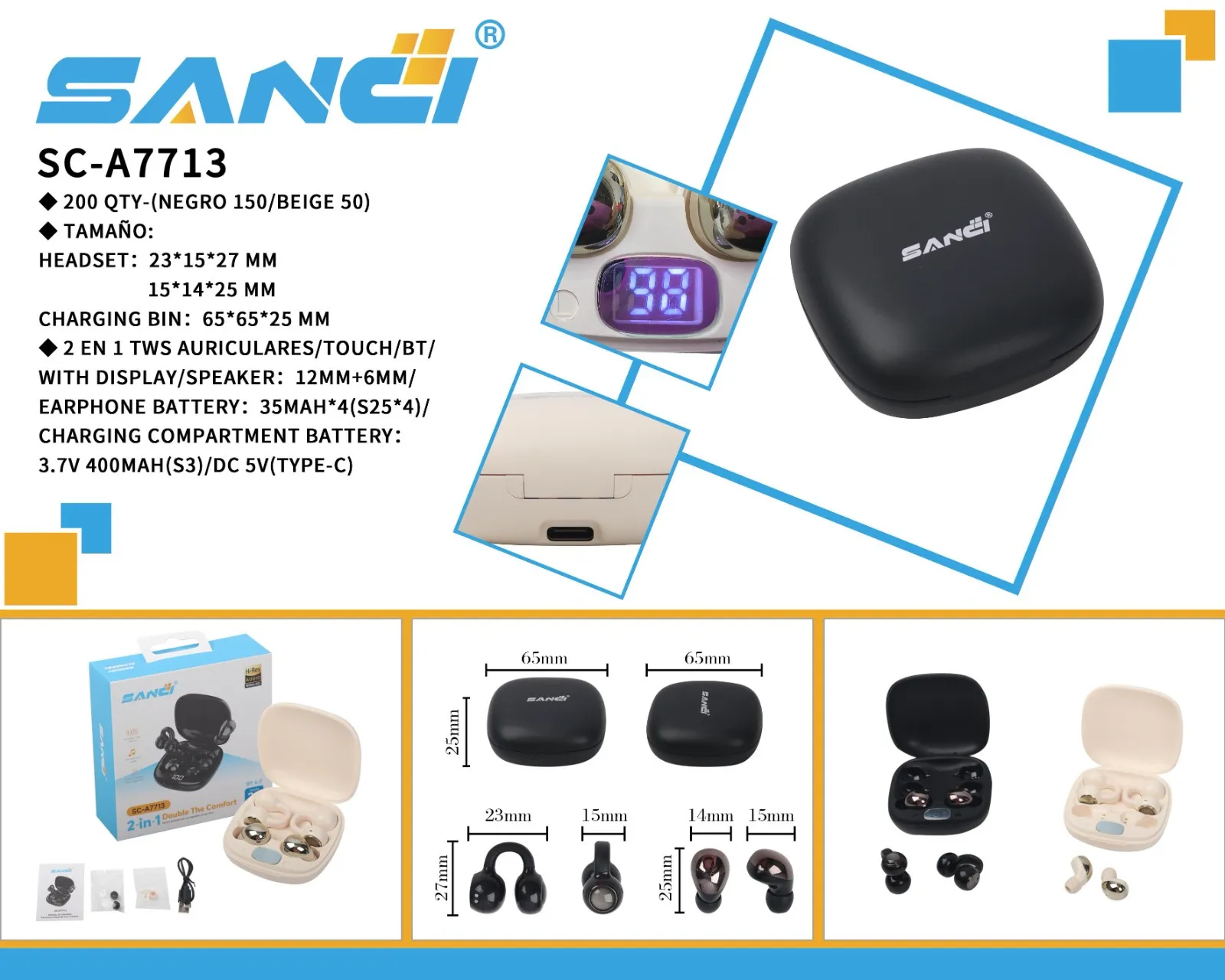AURICULAR TWINS SANCI SC-A7713 DUO