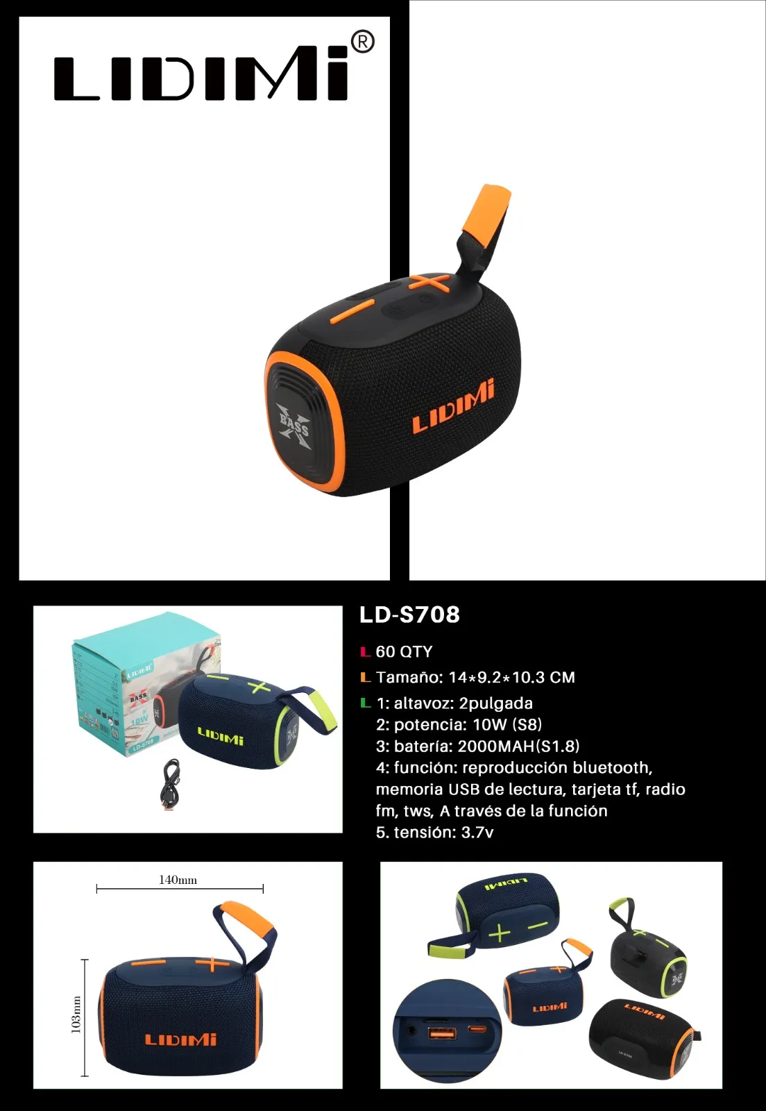 PARLANTE LIDIMI LD-S708 10W 15H