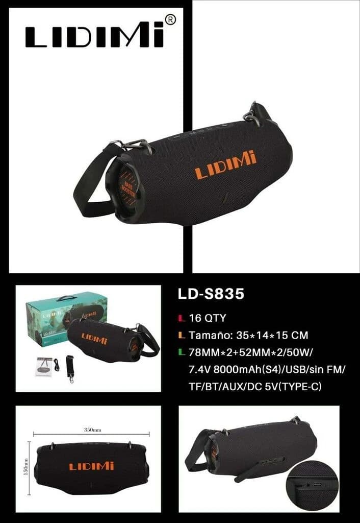 PARLANTE LIDIMI POTENCIADO LD-S835 50W BT/TF/USB/AUX TIPO C 5V