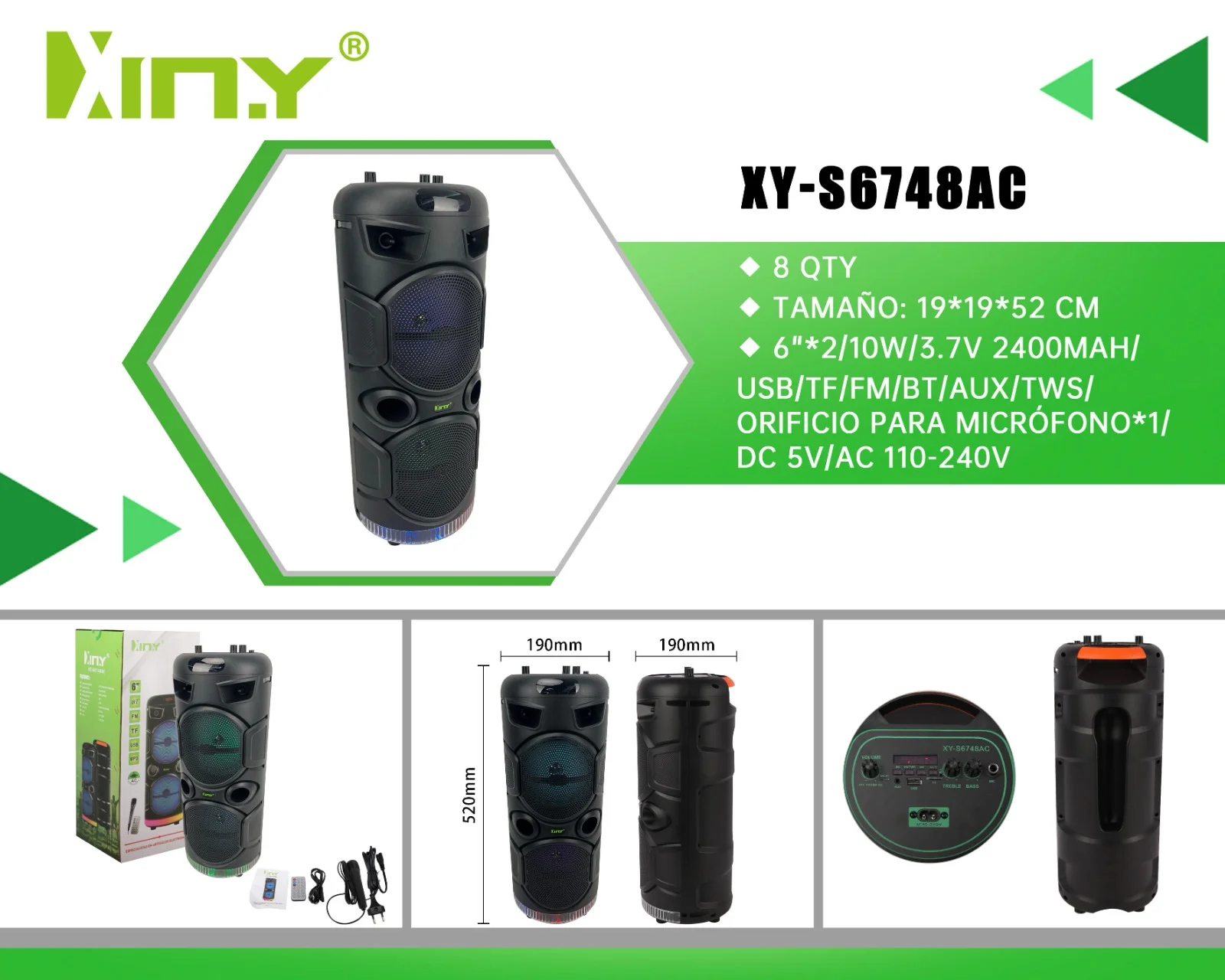 PARLANTE MEDIANO DE 2X8° XY-S6748AC // 26031IC04000192K