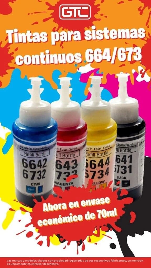 TINTA SISTEMA CONTINUO P/EPSON E-T664 CYAN 70ML