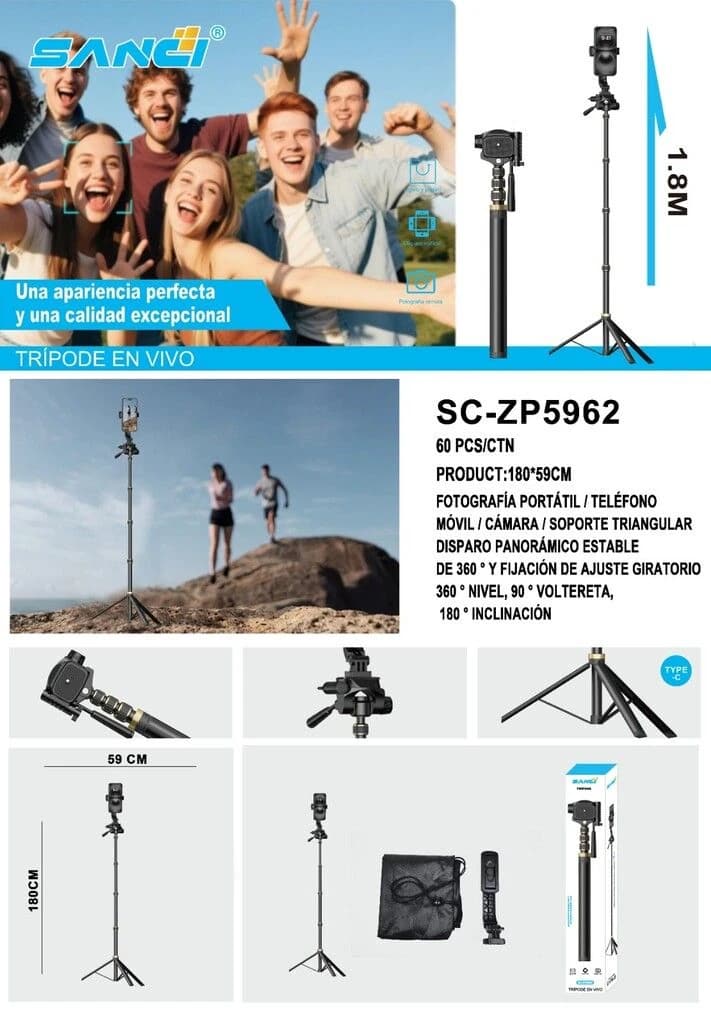 TRIPODE DE CELULAR/CAMARA SANCI SC-ZP5962 // // 26031IC04000192K