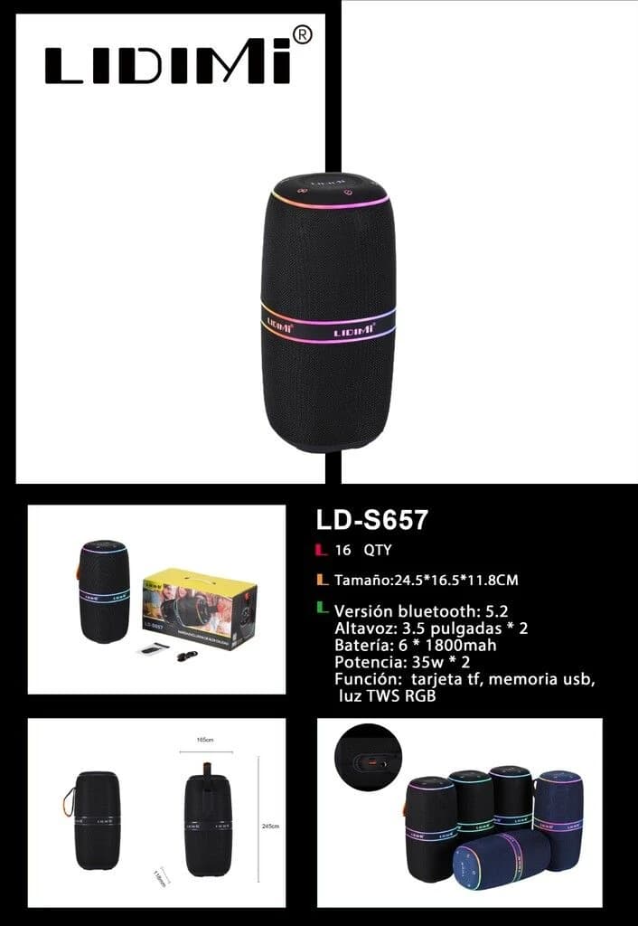 PARLANTE LIDIMI POTENCIADO LD-S657 USB/TF/BT/FM/MICROFONO