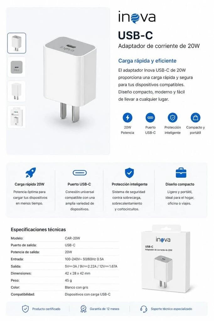 CABEZAL INOVA 20W PD S/CABLE YT-032