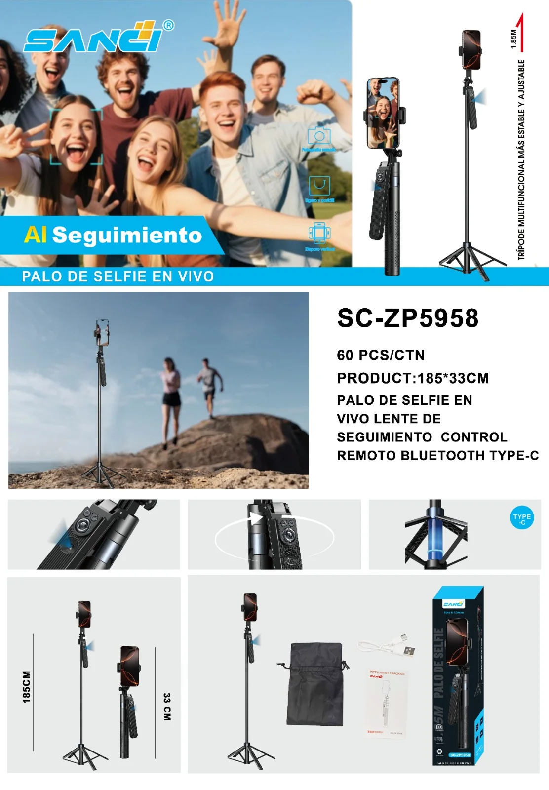 SOPORTE IA SEGUIMIENTO IDEAL PARA CONTENIDO 1.8m SC-ZP5958