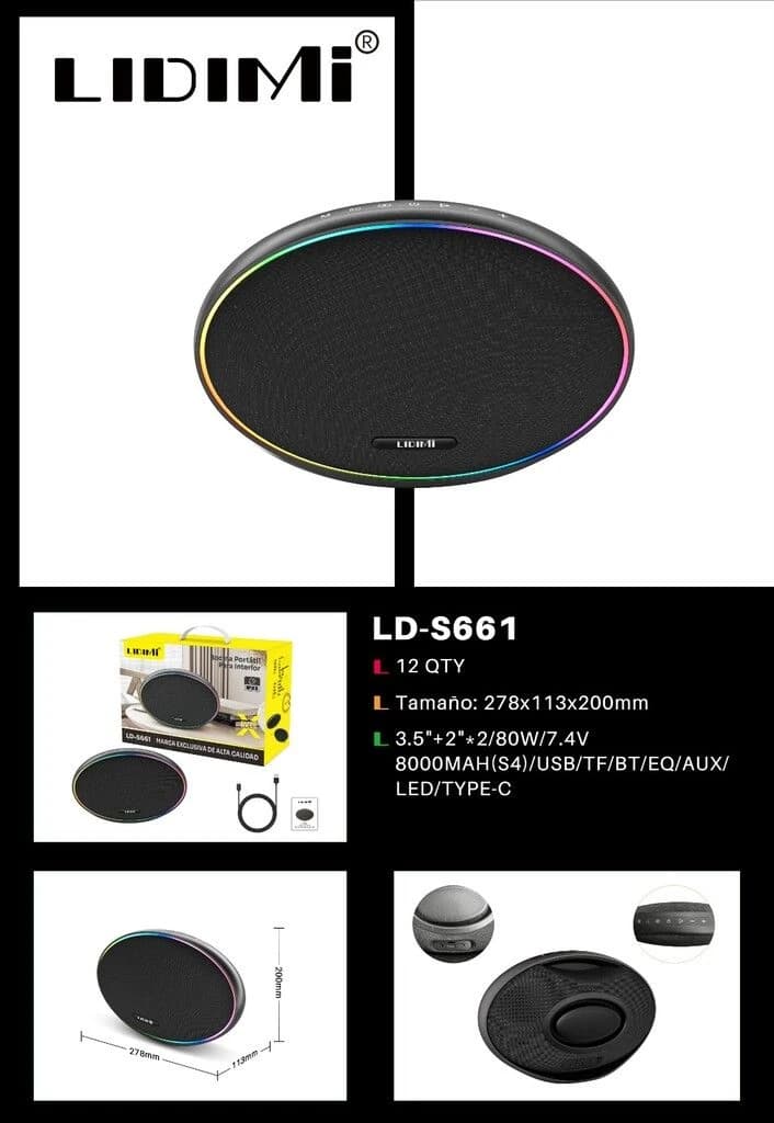 PARLANTE LIDIMI POTENCIADO LD-S661 USB/TF/BT/FM/