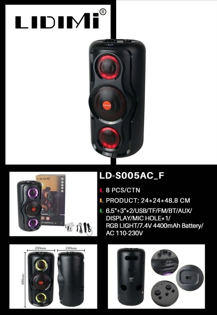 PARLANTE LIDIMI POTENCIADO LD-S005AC-F 6.5*3pulgadas 120w // 26031IC04000192K