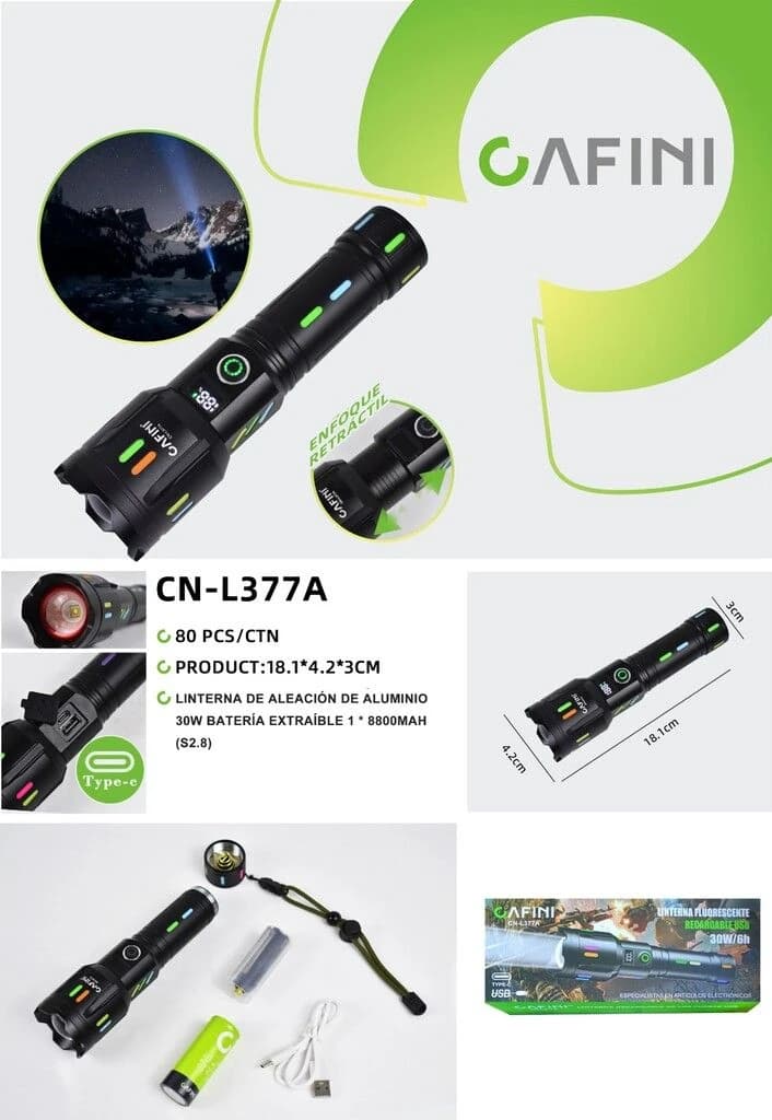 LINTERNA CAFINI CN-L377A 30W QUE FUNCIONA COMO CARGADOR PORTATIL