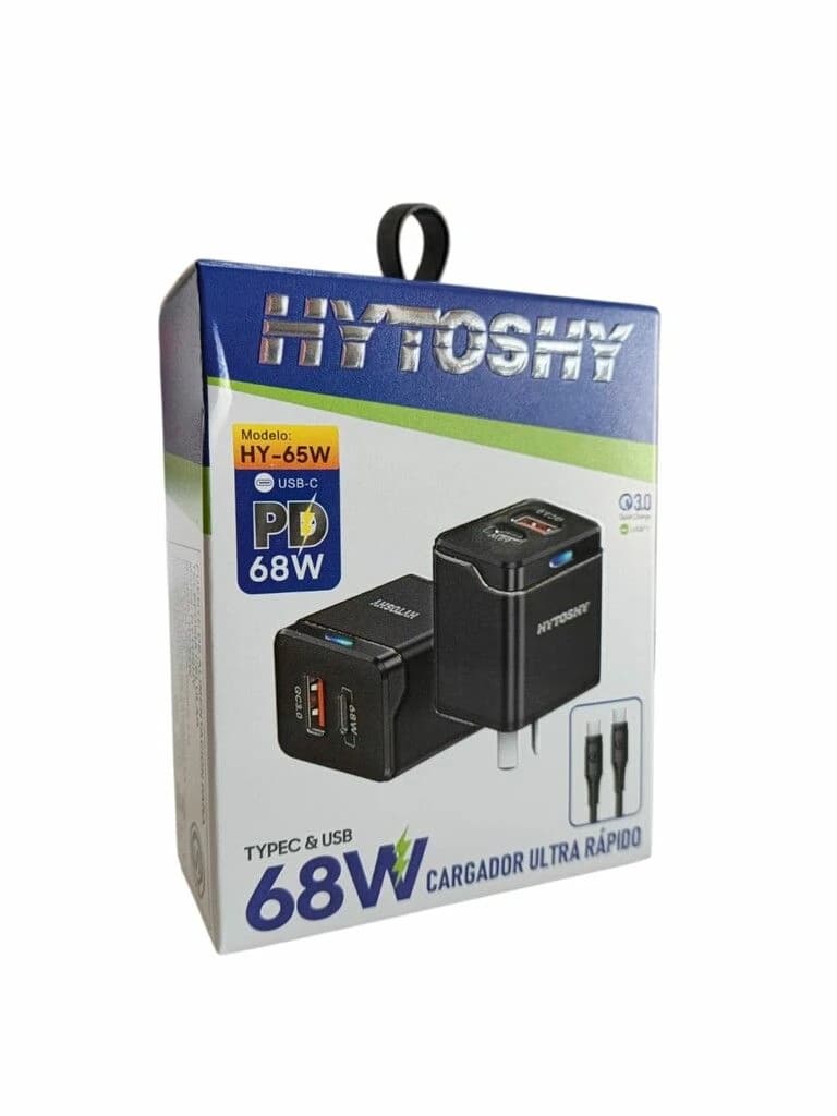 CARGADOR TIPO C+USB PD 68W PD HYTOSHY 5V 4.1A