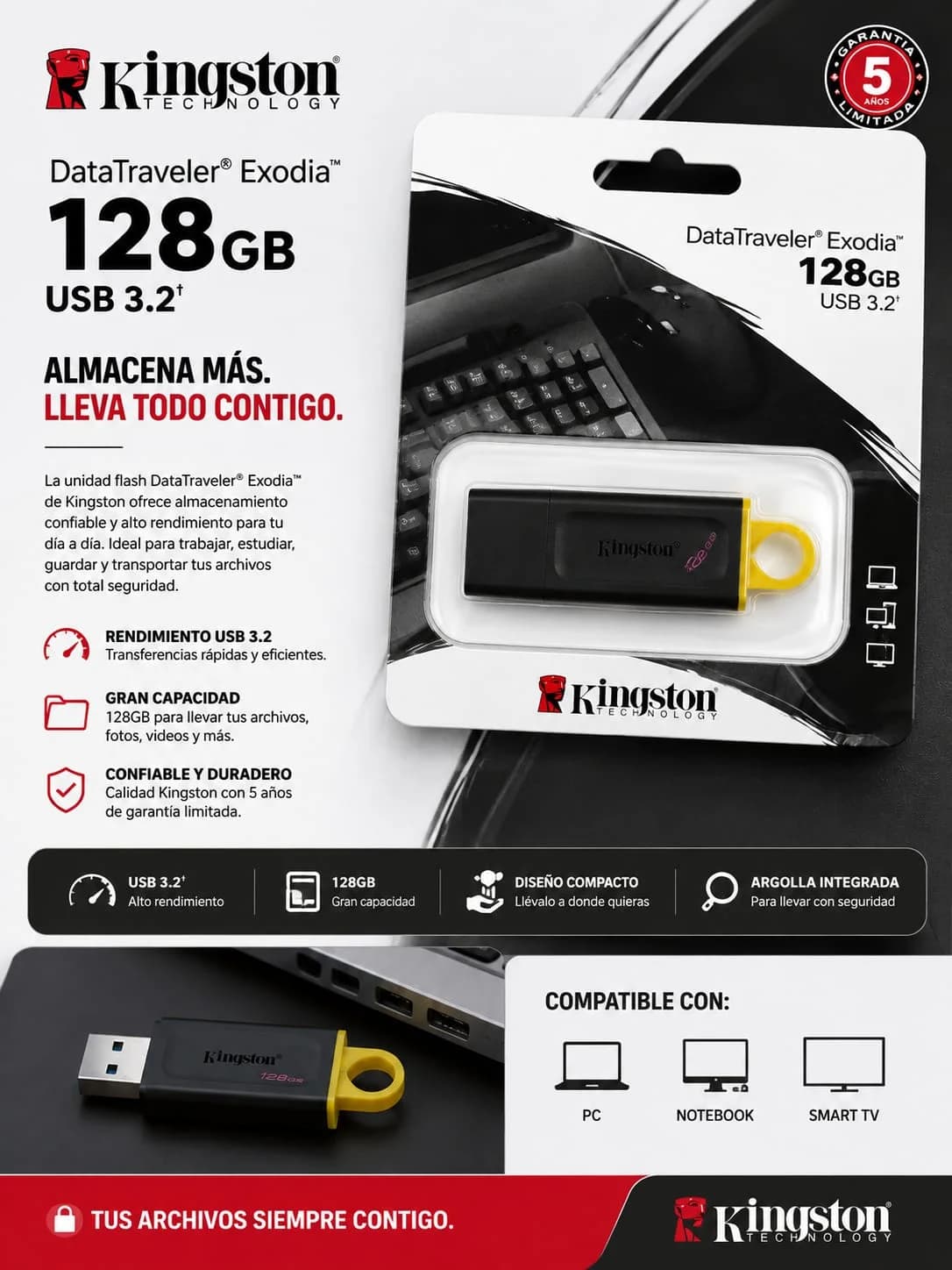 PENDRIVE KINGSTON 128GB