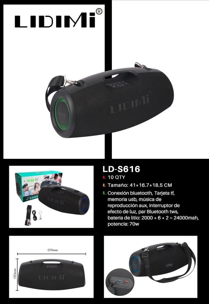 PARLANTE LIDIMI POTENCIADO LD-S616 70W USB/BT/TF/AUX/
