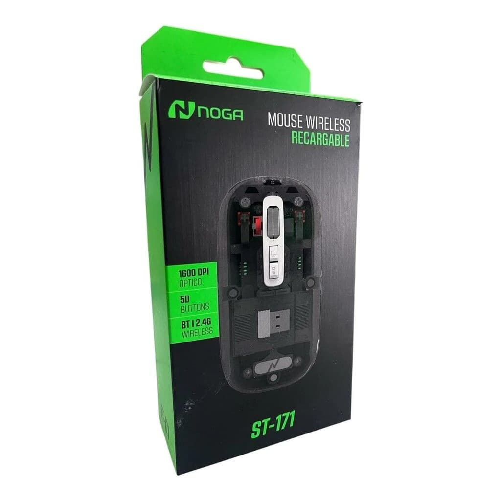 MOUSE INALAMBRICO NOGA TRANSPARENTE 2.4 +BT RECARGABLE ST-171