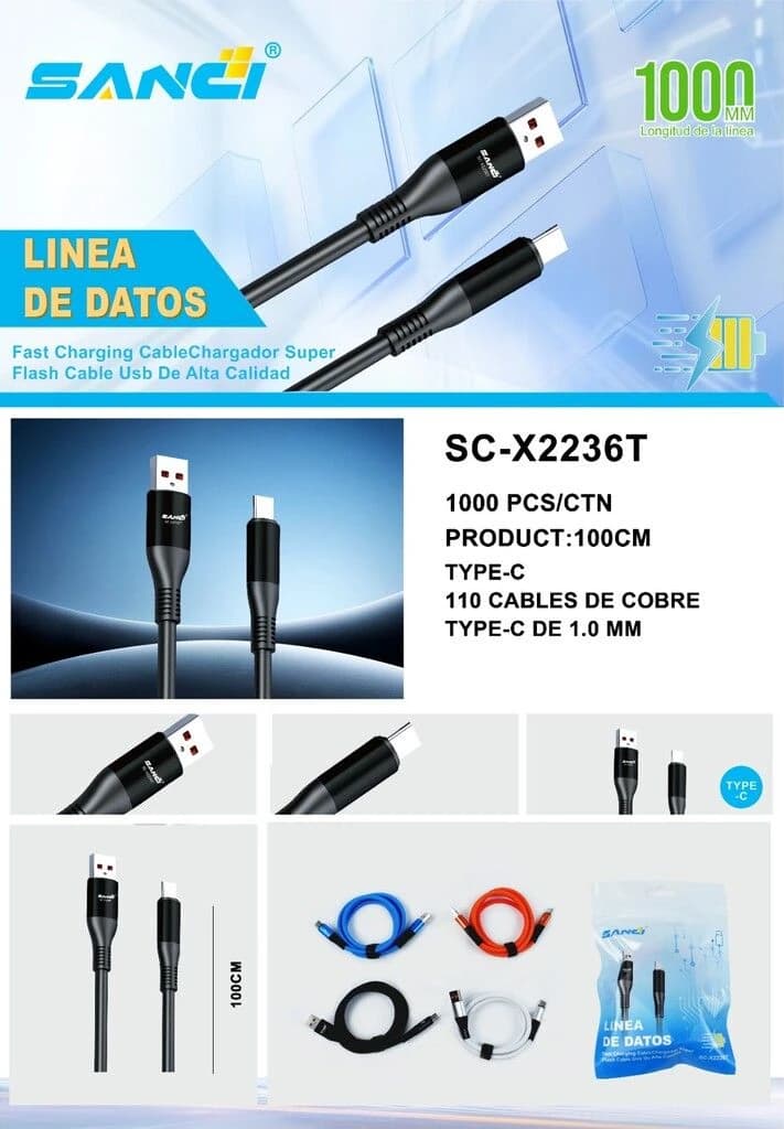 CABLE USB SANCI TIPO C SC-X2236T