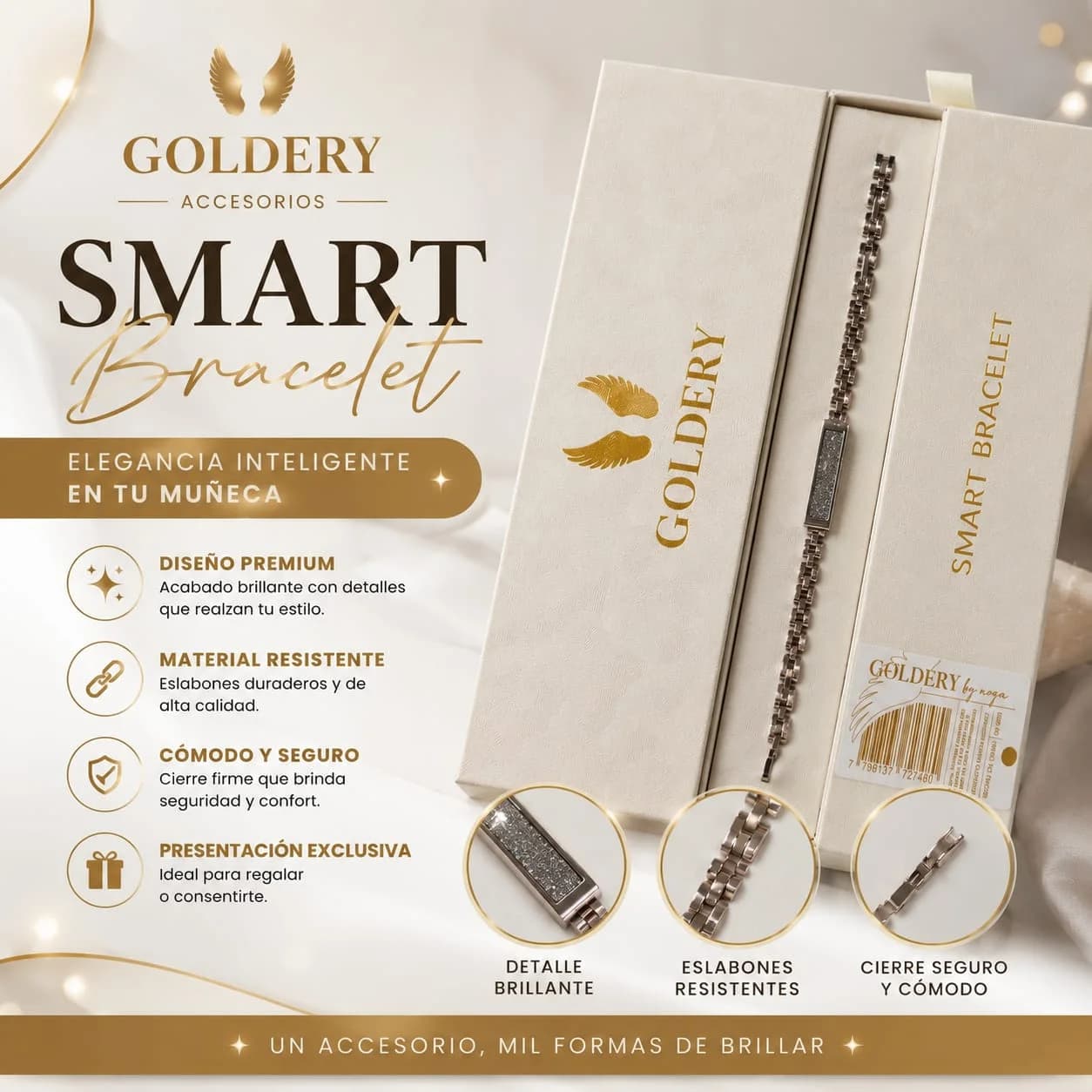 RELOJ SMART BRACELET GOLDERY PLATEADO GY-B01