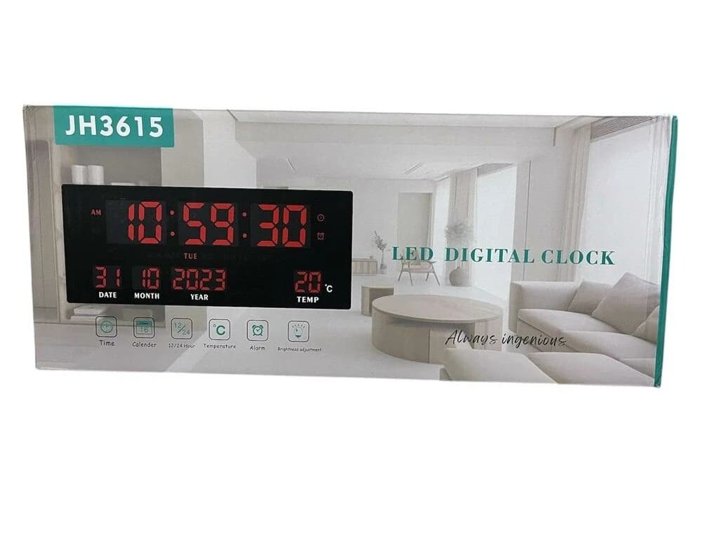 RELOJ DIGITAL MARCA TEMPE/FECHA/HORA/DIAS MIDE 43*18CM TX-795 JH3615