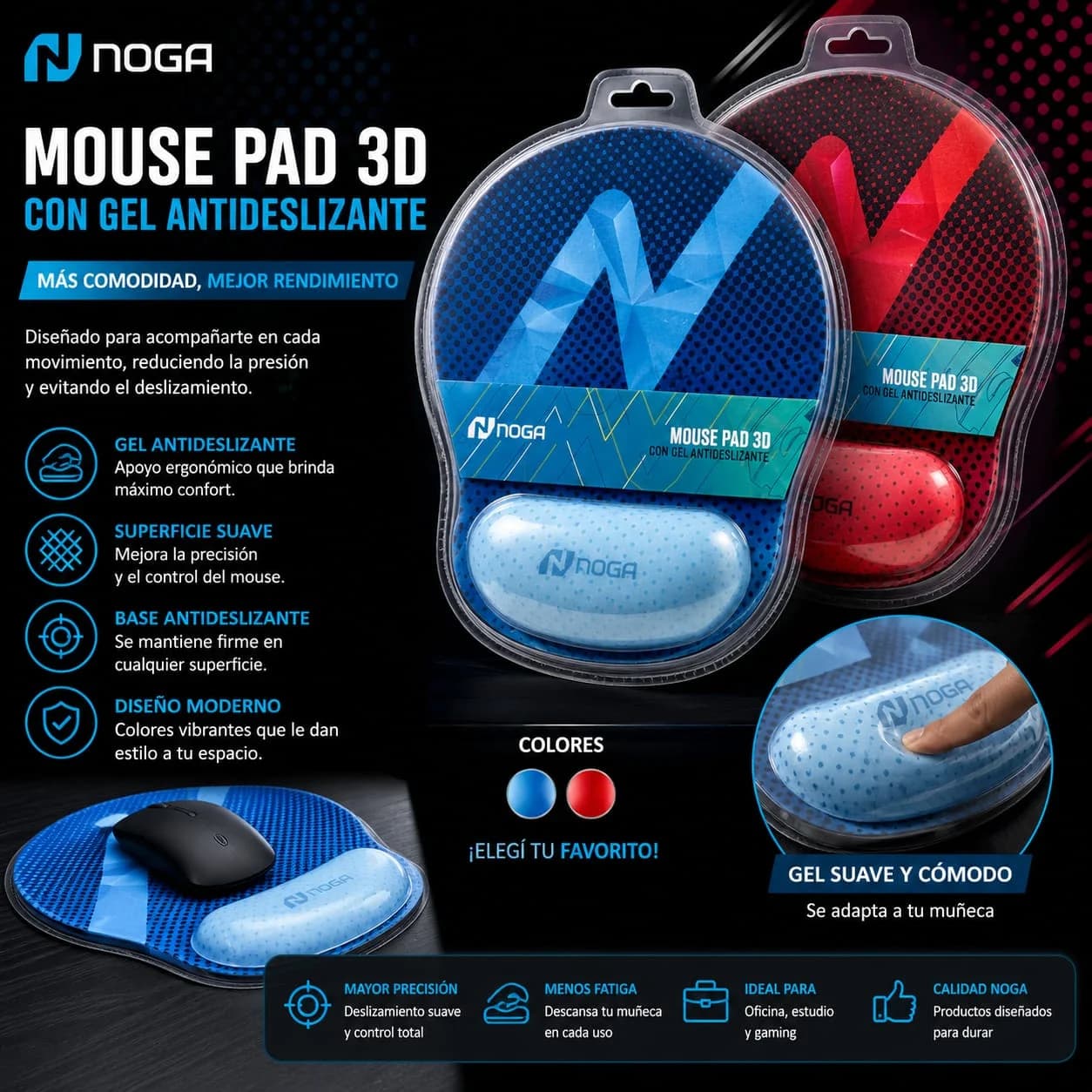 MOUSE PAD GEL 3D NOGA